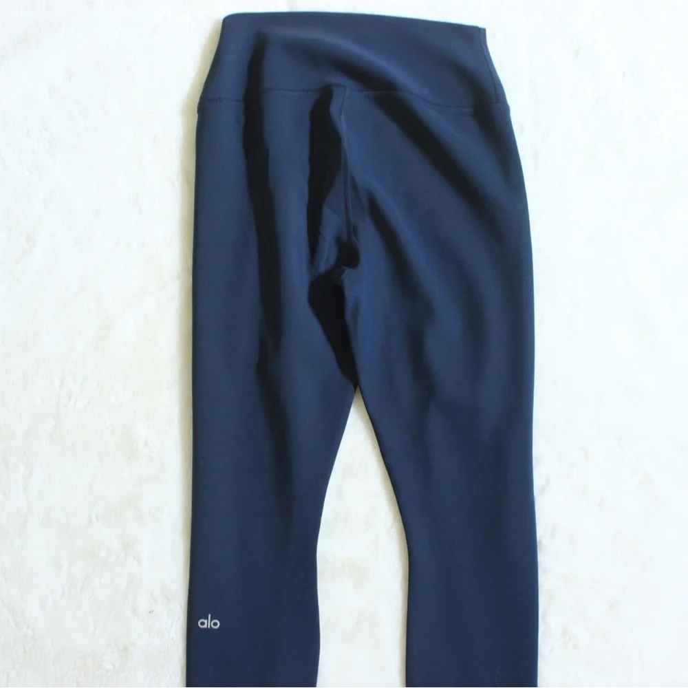 ALO Yoga High Waisted Ripped Warrior Navy Leggings
